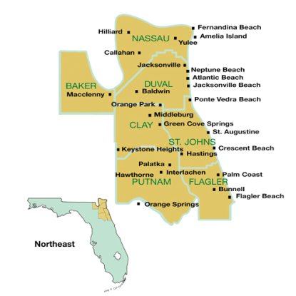 Florida Map North South East West - United States Map